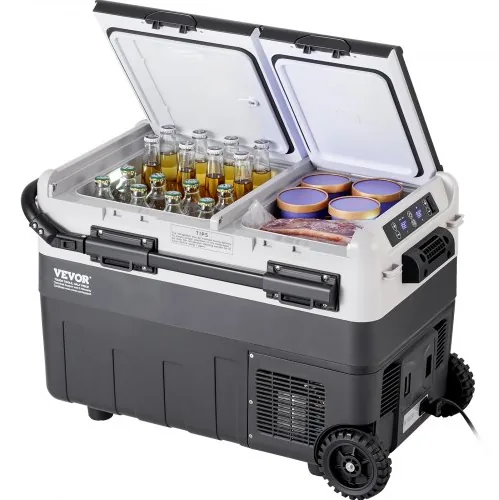 Dual-zone compressor cool box on wheels